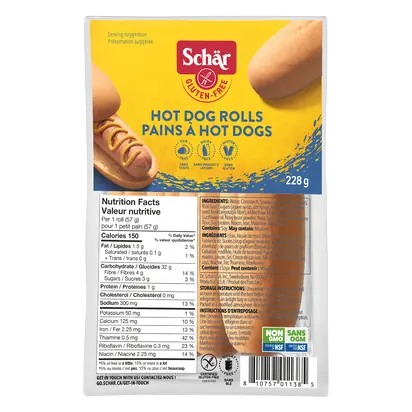 Gluten-Free Hot Dog Rolls 4 x 57 g