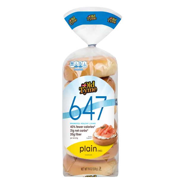 Lower Calorie High Fiber Plain Bagels - 6 ct