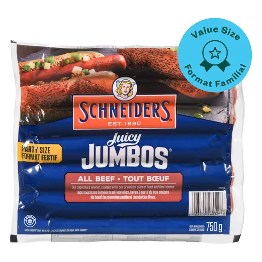Juicy Jumbos Hot Dogs All Beef Family Pack 750 g