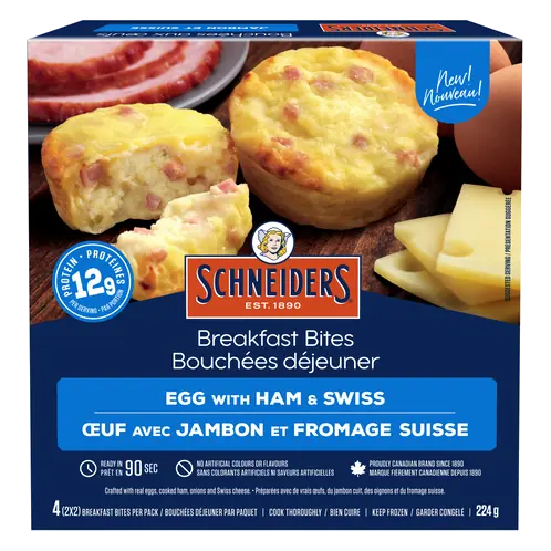 Schneiders Frozen Breakfast Bites Egg With Ham & Swiss 224 g