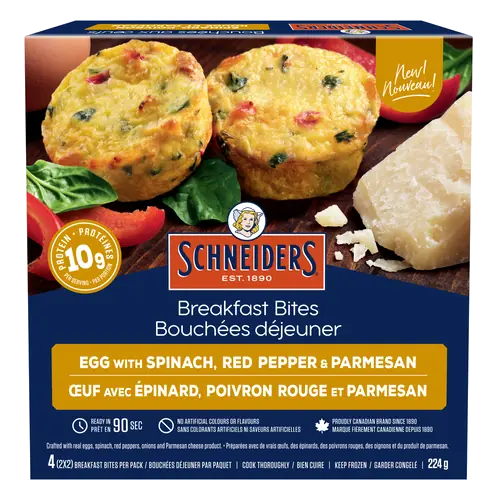 Schneiders Frozen Breakfast Bites Spinach Red Pepper & Parmesan 224 g