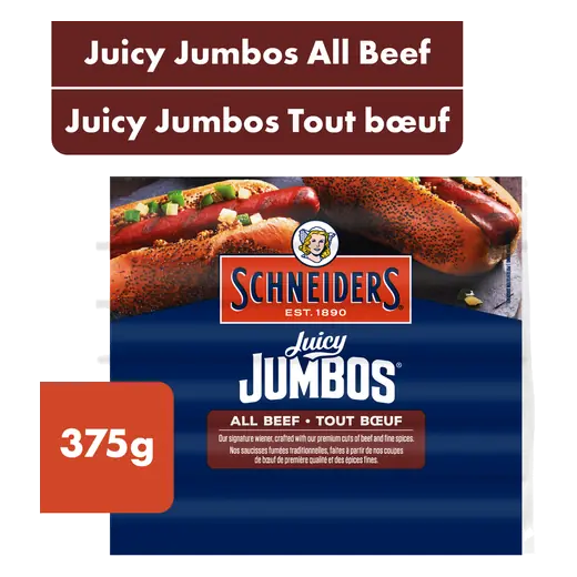 Juicy Jumbos Hot Dogs All Beef 375 g