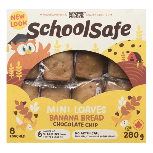 Mini Loaves Banana Bread Chocolate Chip 8 Pouches 280 g