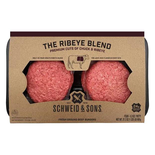 Ribeye Blend Burger Patties - 4 ct Refrigerated