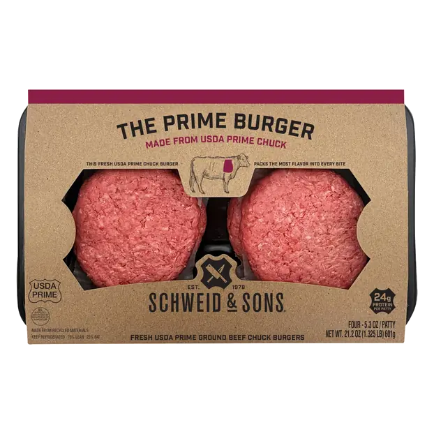 The Prime Burger Ground Beef Chuck Patties - 4 ct Fresh