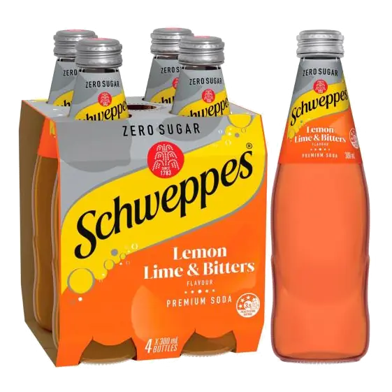 Zero Sugar Lemon Lime Bitters Soft Drink Classic Mixers Multipack Bottles 300ml x 4 Pack