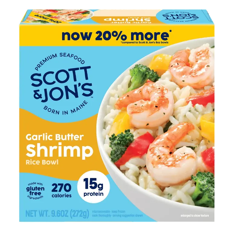 Garlic Butter Shrimp Tender & Juicy Shrimp in a Scratch-Made Sauce with Bell Peppers, Broccoli & Spinach Rice Bowl