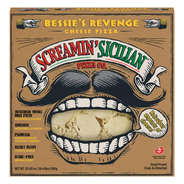 Bessie's Revenge Wisconsin Whole Milk Fresh Mozzarella Slices, Shredded Mozzarella Cheese, Parmesan, Romano & White Cheddar Cheese Pizza