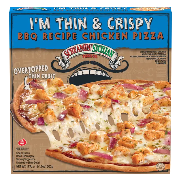 Screamin' Sicilian I'm Thin & Crispy BBQ Recipe Chicken Pizza Frozen