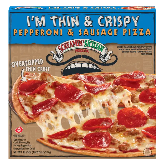 Screamin' Sicilian Thin & Crispy Pepperoni & Sausage Pizza Frozen