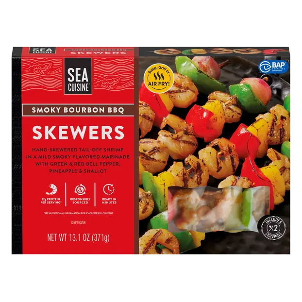 Smoky Bourbon BBQ Shrimp Skewers Frozen