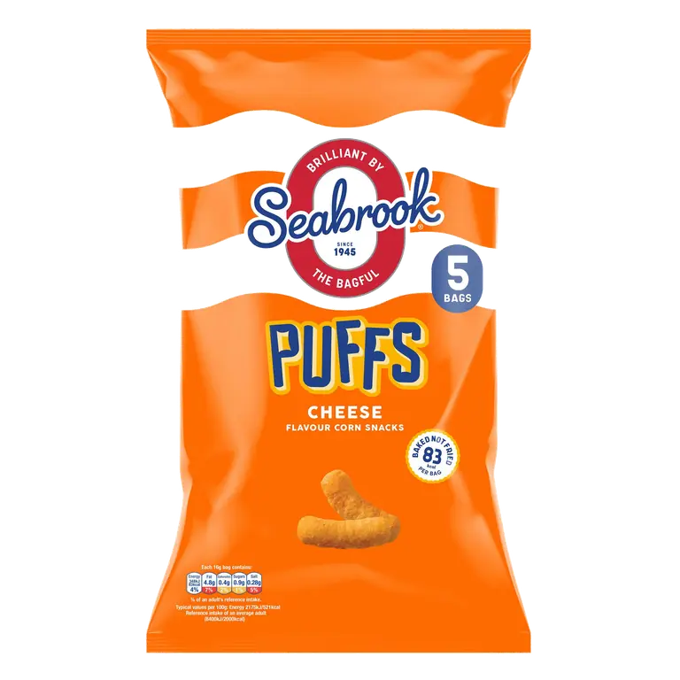 Seabrook Puffs Cheese Flavour Corn Snacks 5 x 16g
