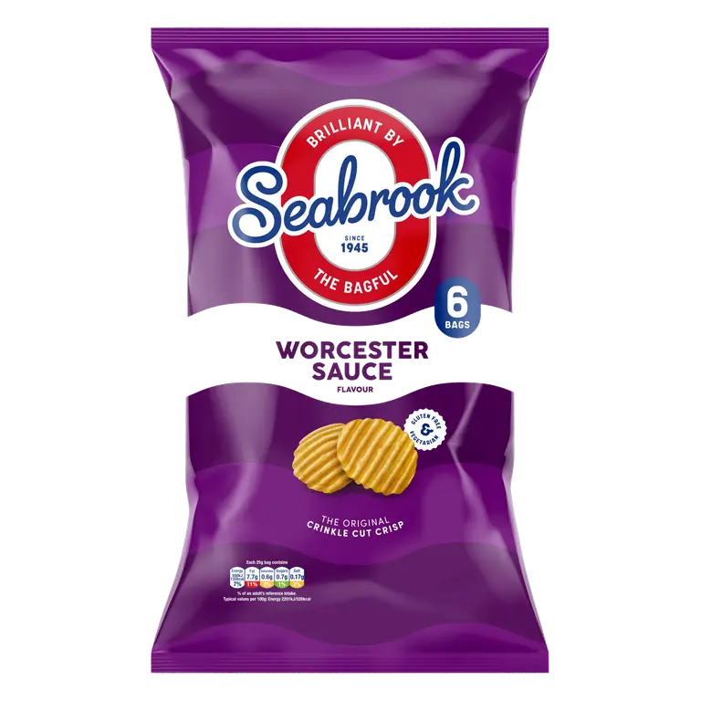 Seabrook The Original Crinkle Cut Crisp Worcester Sauce Flavour 6 x 25g