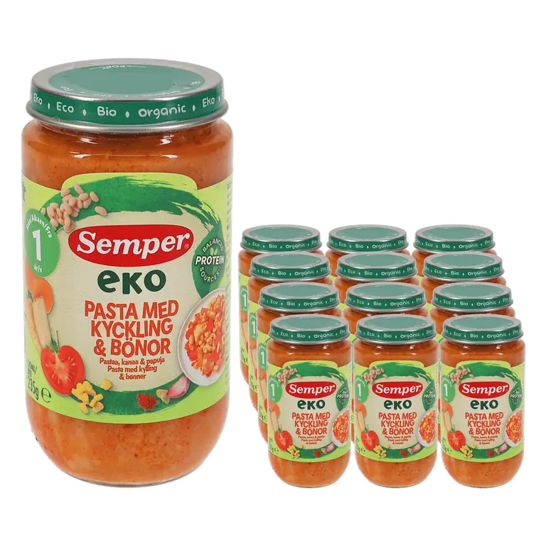 Barnmat Pasta, Kyckling & Bönor 12-pack