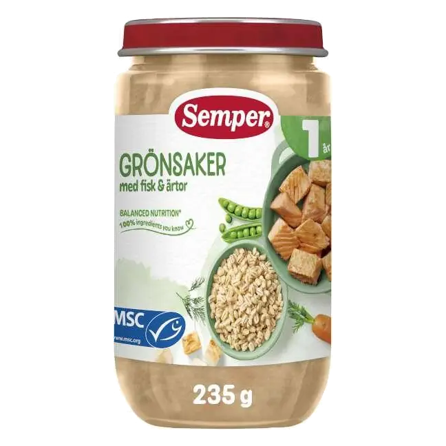 Grönsaker Fisk Ärtor