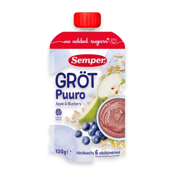 Gröt Äpple Blåbär Från 6 Månader