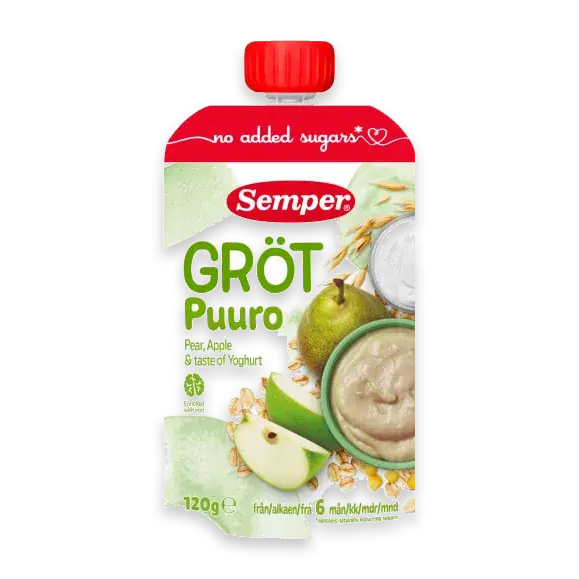 Gröt Päron Äpple Från 6 Månader