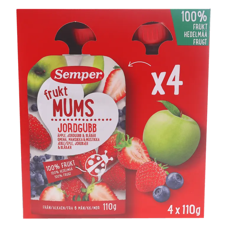 Klämmis Fruktmums Jordgubb 4-pack