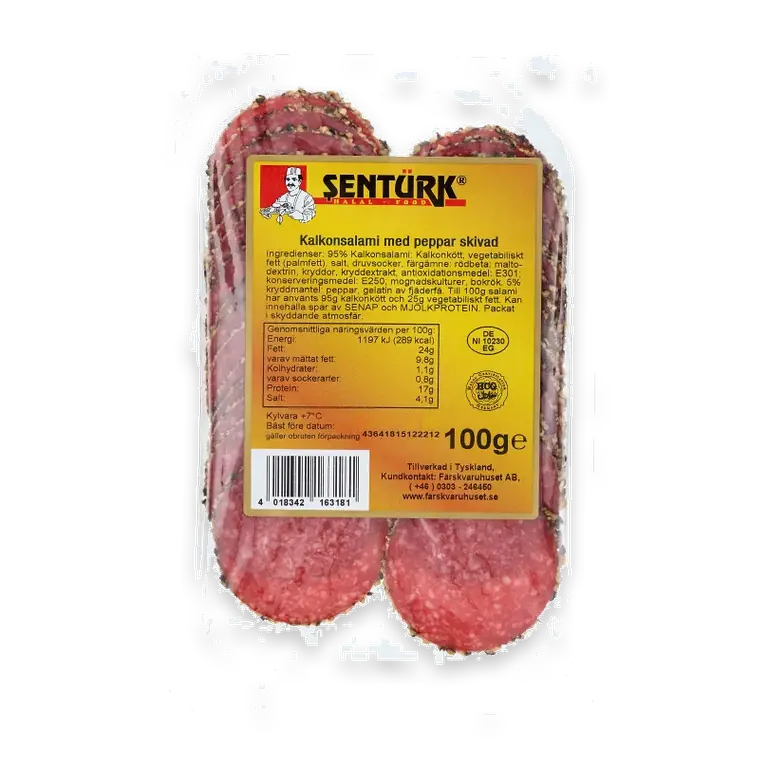 Kalkonsalami med peppar skivad 100g