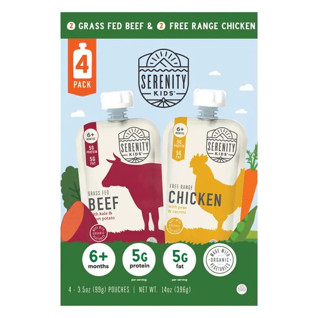 Beef & Chicken Baby Food Pouches 6m+ - 4 ct