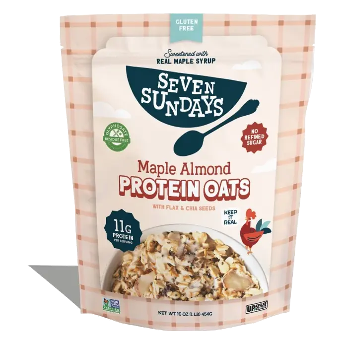 "Seven Sundays Maple Almond Protein Oats, Gluten Free Instant Oatmeal, 16 oz"