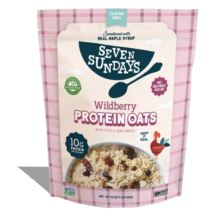 Seven Sundays Wildberry Protein Oats, Gluten Free Instant Oatmeal, 16 oz