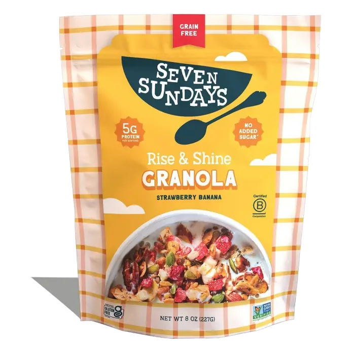 Seven Sundays Strawberry Banana Granola, Rise & Shine, 8oz