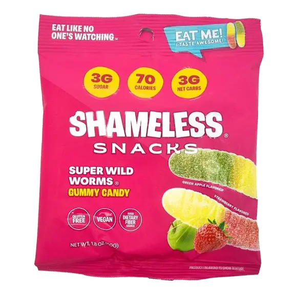 Green Apple, Strawberry Super Wild Worms Gummy Candy