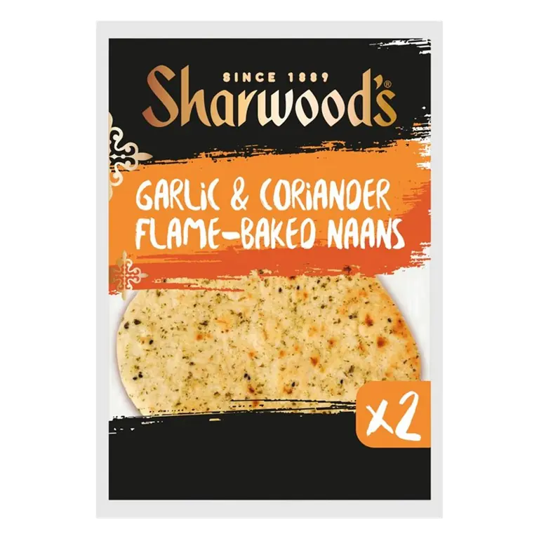 Indian Sides Garlic & Coriander Flame-Baked Naan Breads 2 Pack