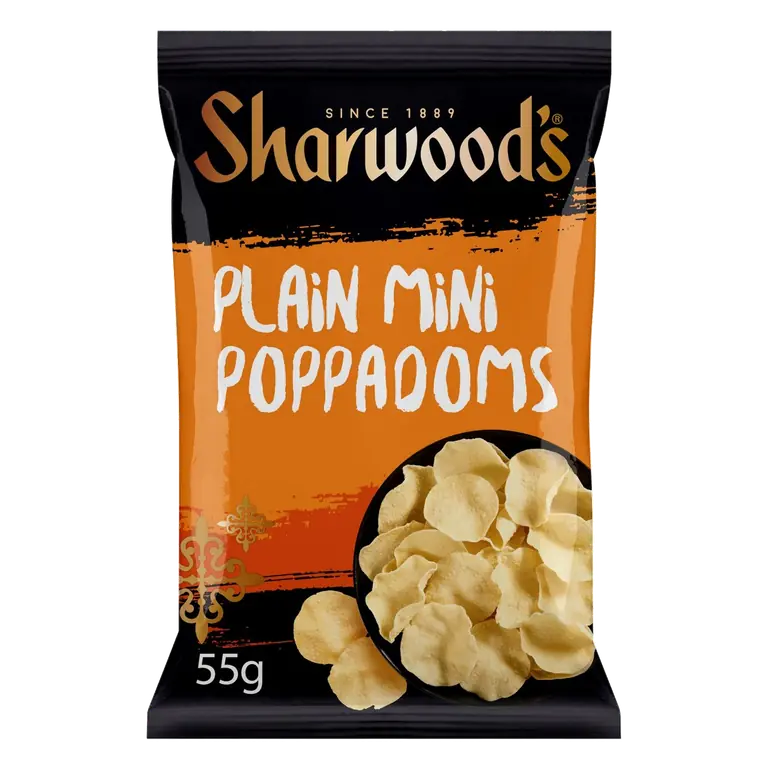 Indian Sides Plain Mini Poppadoms Ready to Eat Snacks 55g