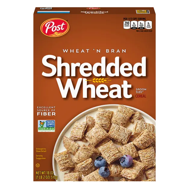 Post Shredded Wheat 'n Bran Spoon Size Fiber Whole Grain Cereal