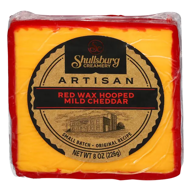 Artisan Red Wax Hooped Mild Cheddar Cheese Block
