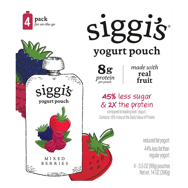 Kids Low Fat Mixed Berries 8g Protein Yogurt Pouch - 4 ct