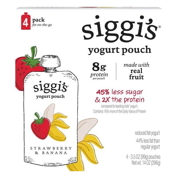 Kids Low Fat Strawberry & Banana 8g Protein Yogurt Pouch - 4 ct
