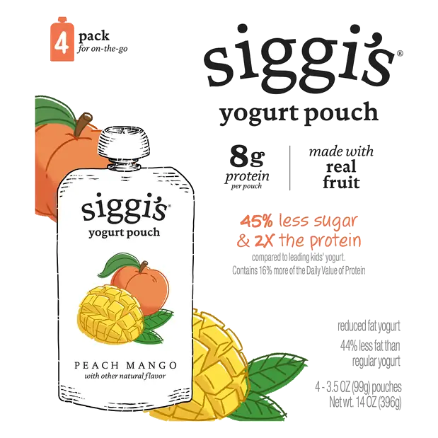Peach Mango 8g Protein Yogurt Pouch - 4 ct