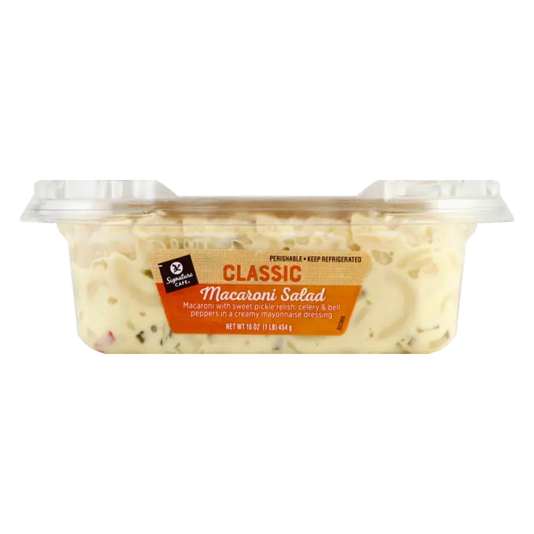 Classic Macaroni with Sweet Pickle Relish, Celery & Bell Peppers in a Creamy Mayonnaise Dressing Salad