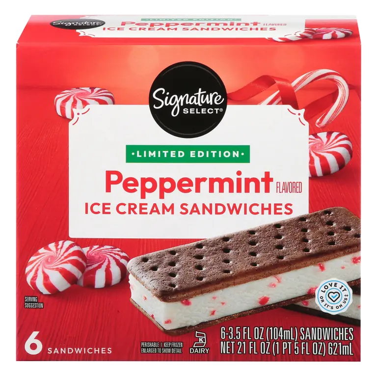 Peppermint Ice Cream with Chocolaty Wafers Sandwiches