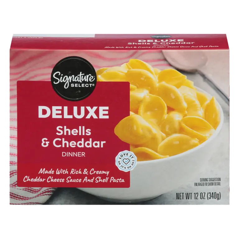Shells & Cheddar Deluxe Dinner Made with Rich & Creamy Cheddar Cheese Sauce and Shell Pasta