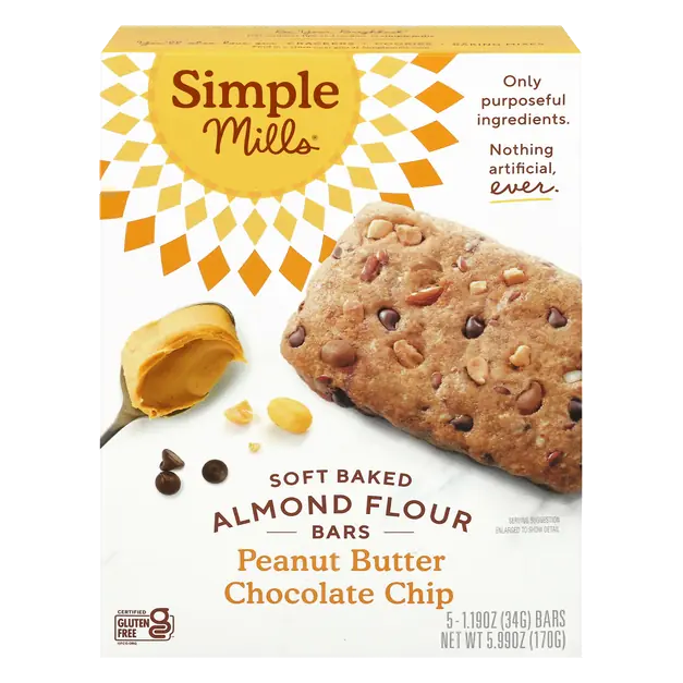 Gluten Free Peanut Butter Choc Chip Almond Flour Bars - 5 ct