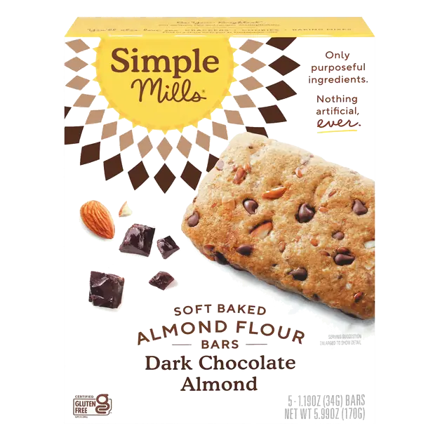 Gluten Free Soft Dark Chocolate Almond Flour Bars - 5 ct