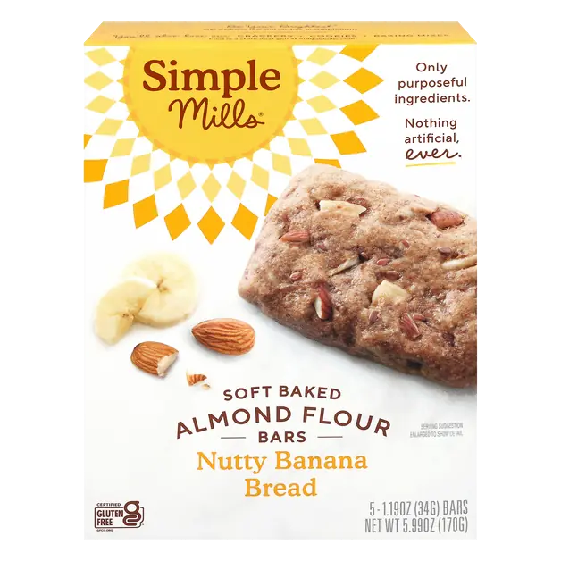 Gluten Free Soft Nutty Banana Bread Almond Flour Bars - 5 ct