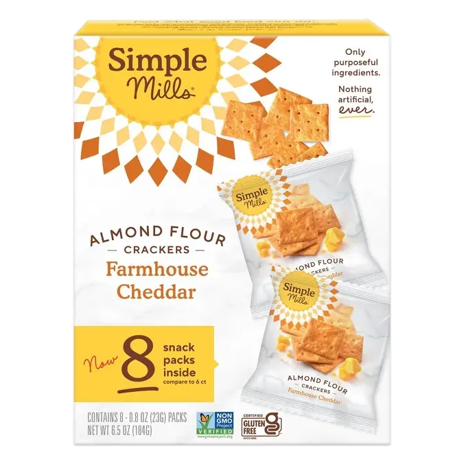Simple Mills Almond Flour Crackers Farmhouse Cheddar, 6.5oz/8pk