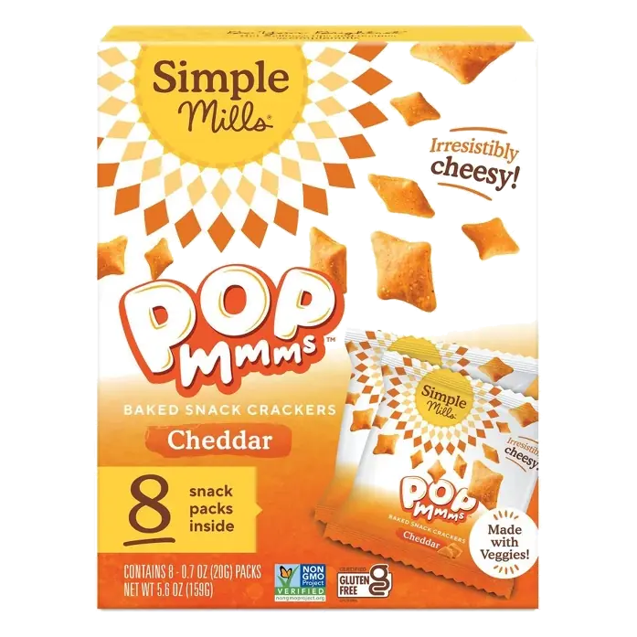 Simple Mills Crackers Pop Mmms Cheddar, 8pk