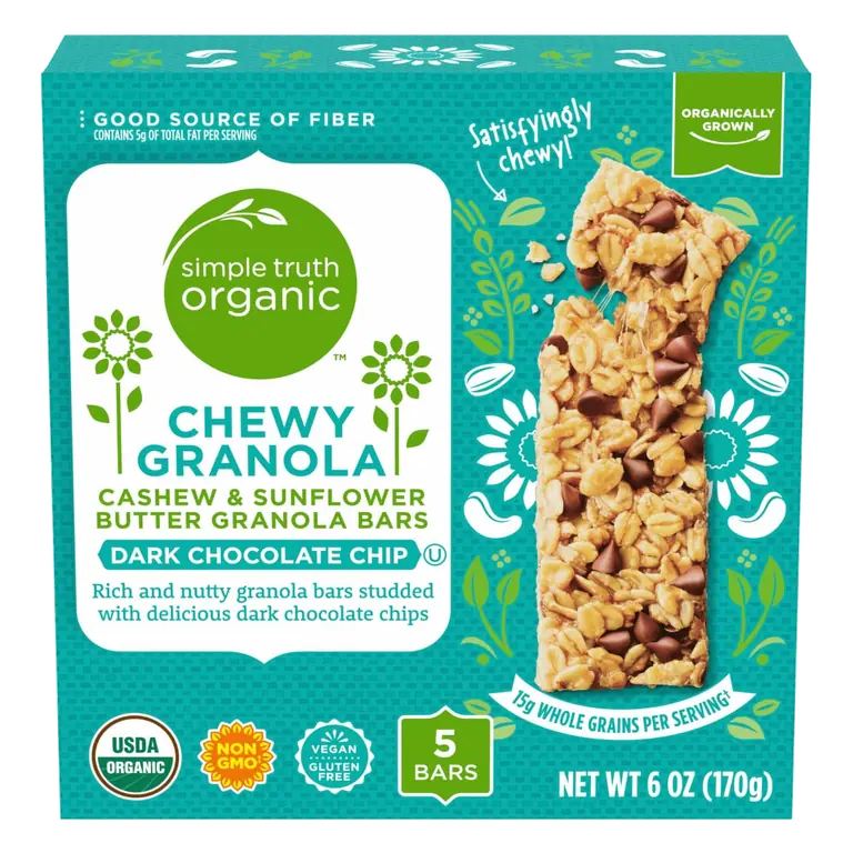 Dark Chocolate Chip Cashew & Sunflower Butter Chewy Granola Bars