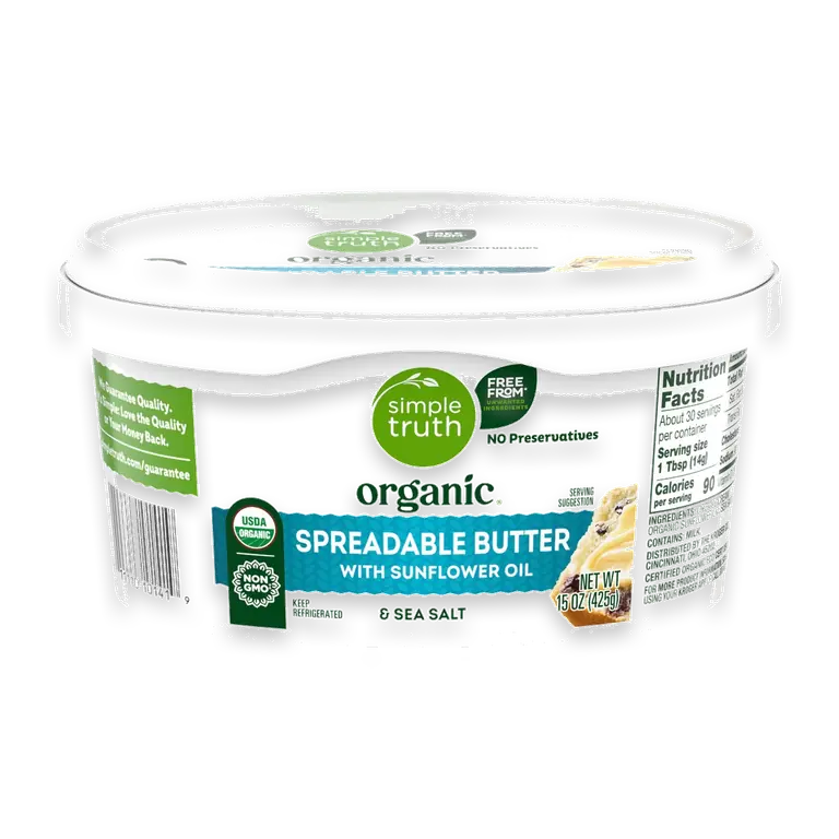 Organic Butter With Sunflower Oil Spreadable Tub