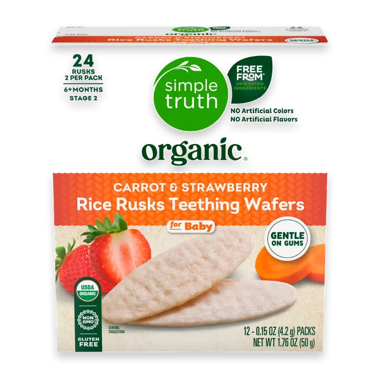 Carrot and Strawberry Rice Rusks Teething Wafers