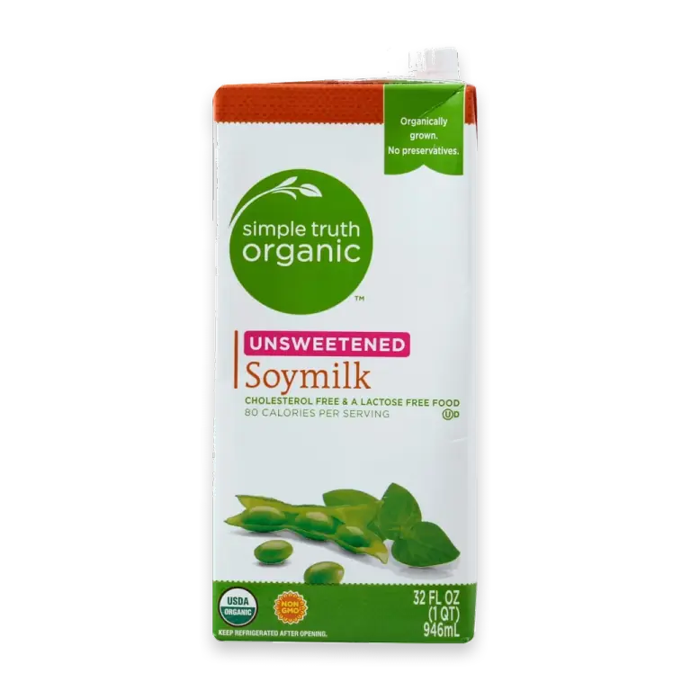 Dairy Free Organic Shelf Stable Unsweetened Plain Soy Milk Quart