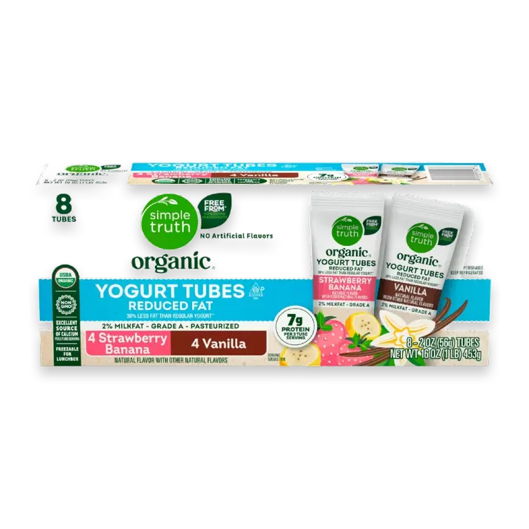 Organic Reduced Fat Strawberry Banana and Vanilla Yogurt Tubes