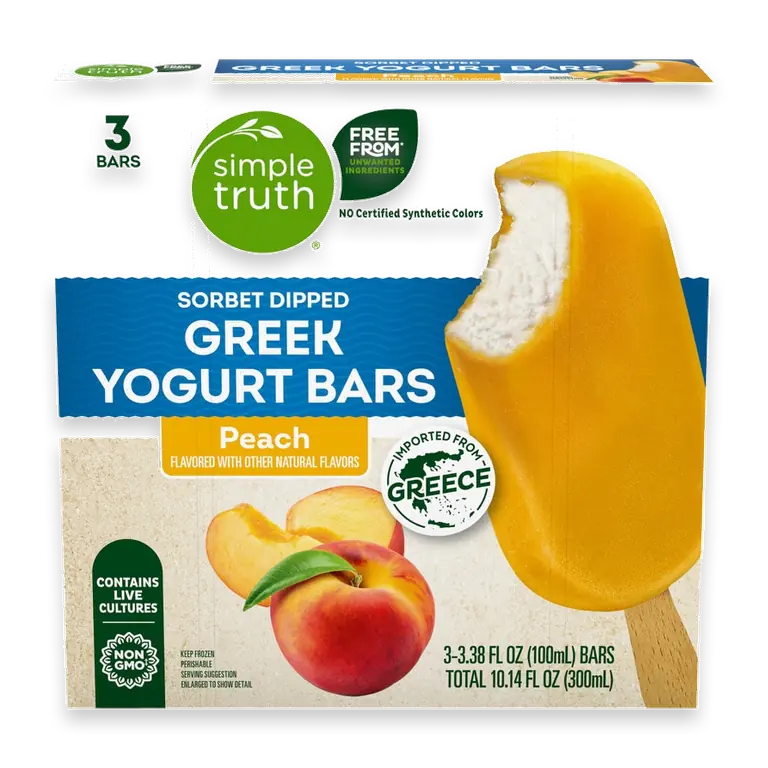 Peach Sorbet Dipped Greek Yogurt Bars