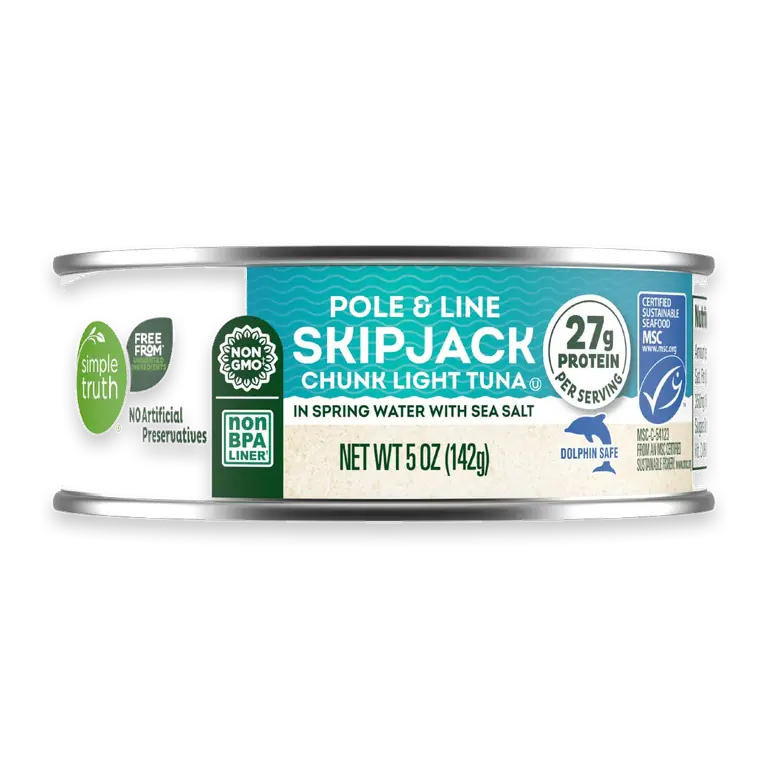 Pole and Line Skipjack Chunk Light Tuna in Spring Water with Sea Salt